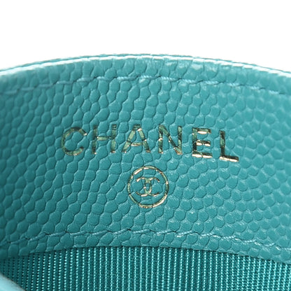 Chanel Caviar Quilted Card Holder Turquoise 6 of 9