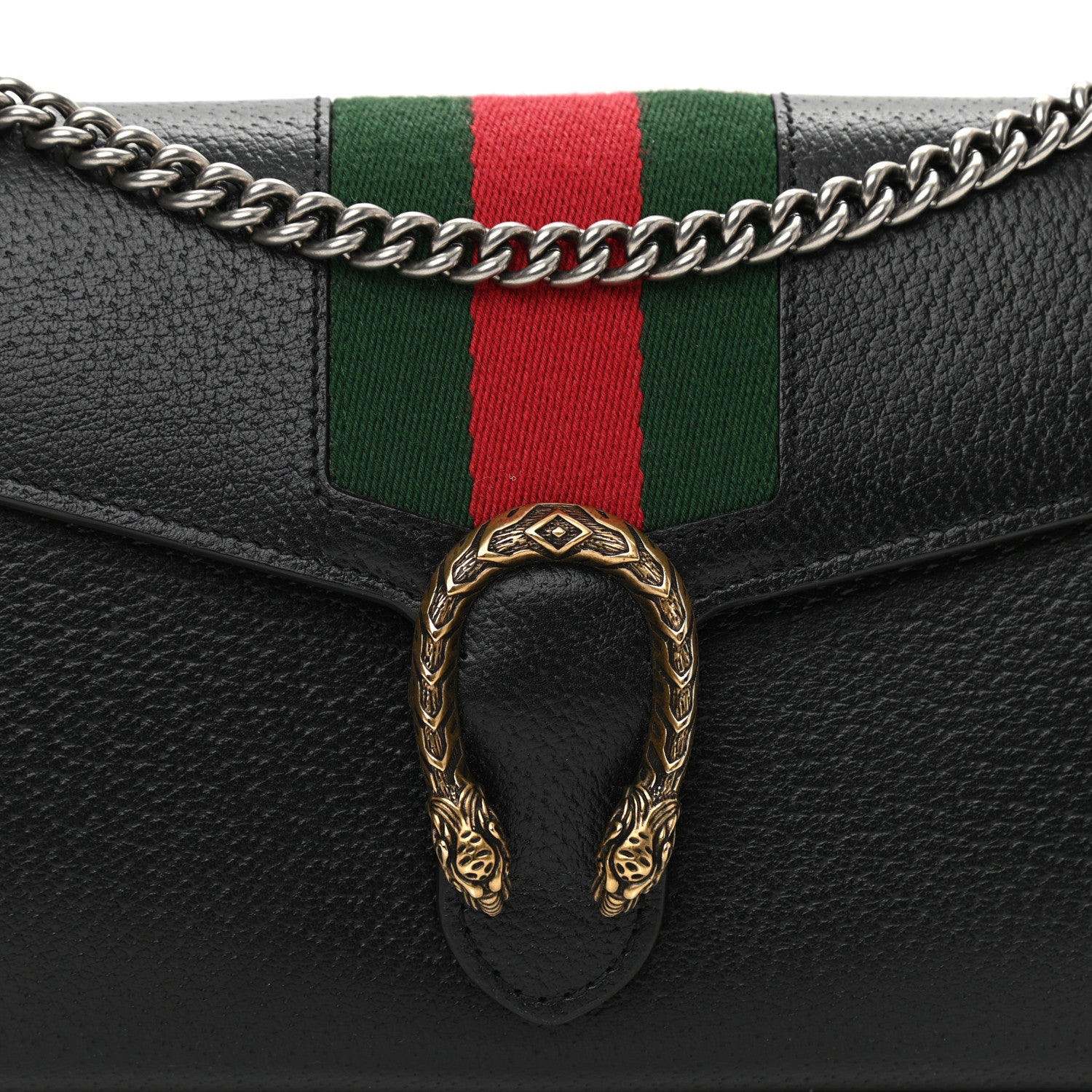 Gucci Calfskin Web Mini Dionysus Chain Wallet Black 8 of 10