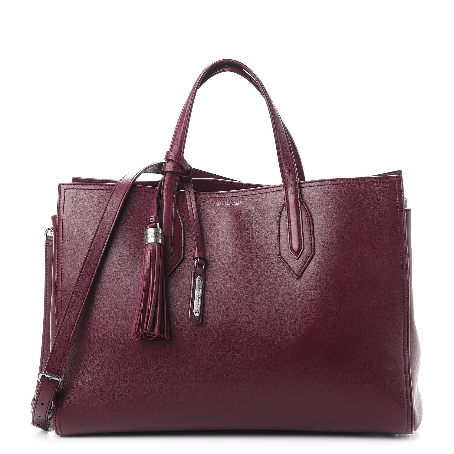 Saint Laurent Calfskin Medium Amber Tote Rouge Legion 1 of 14