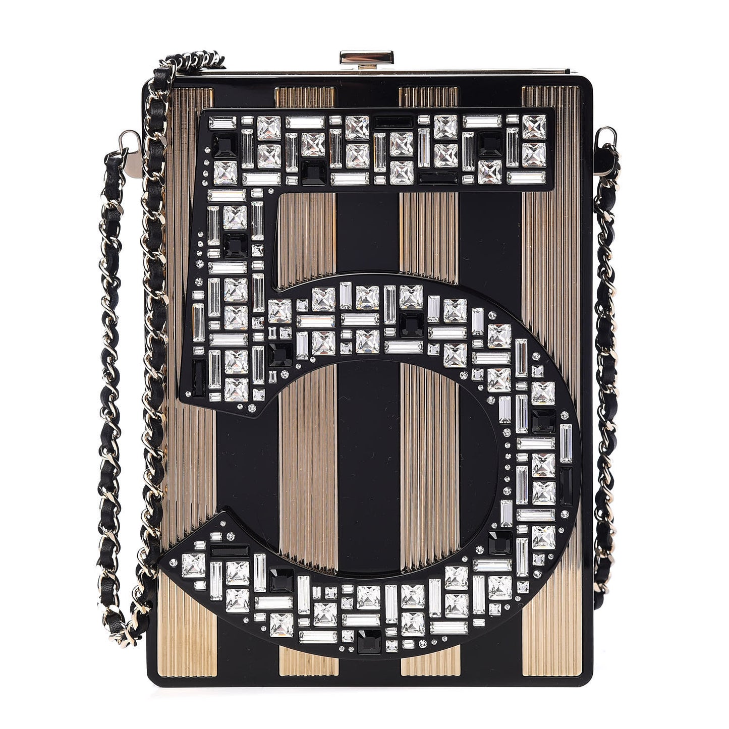 Plexiglass Strass N°5 Minaudiere Black Gold