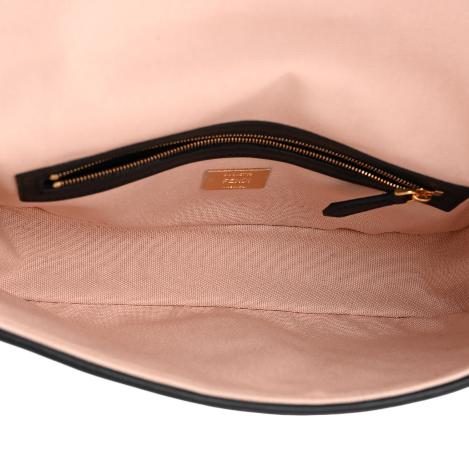 Fendi Canvas Vitello King FF Embroidered Baguette Rosa Quarzo Black 5 of 11