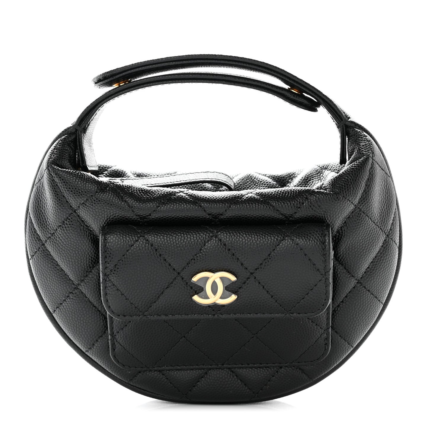 Caviar Quilted Polly Pocket Pouch Hobo Black