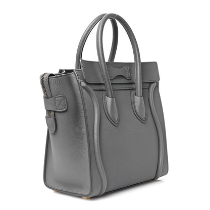 Celine Drummed Calfskin Micro Luggage Kohl 3 of 12