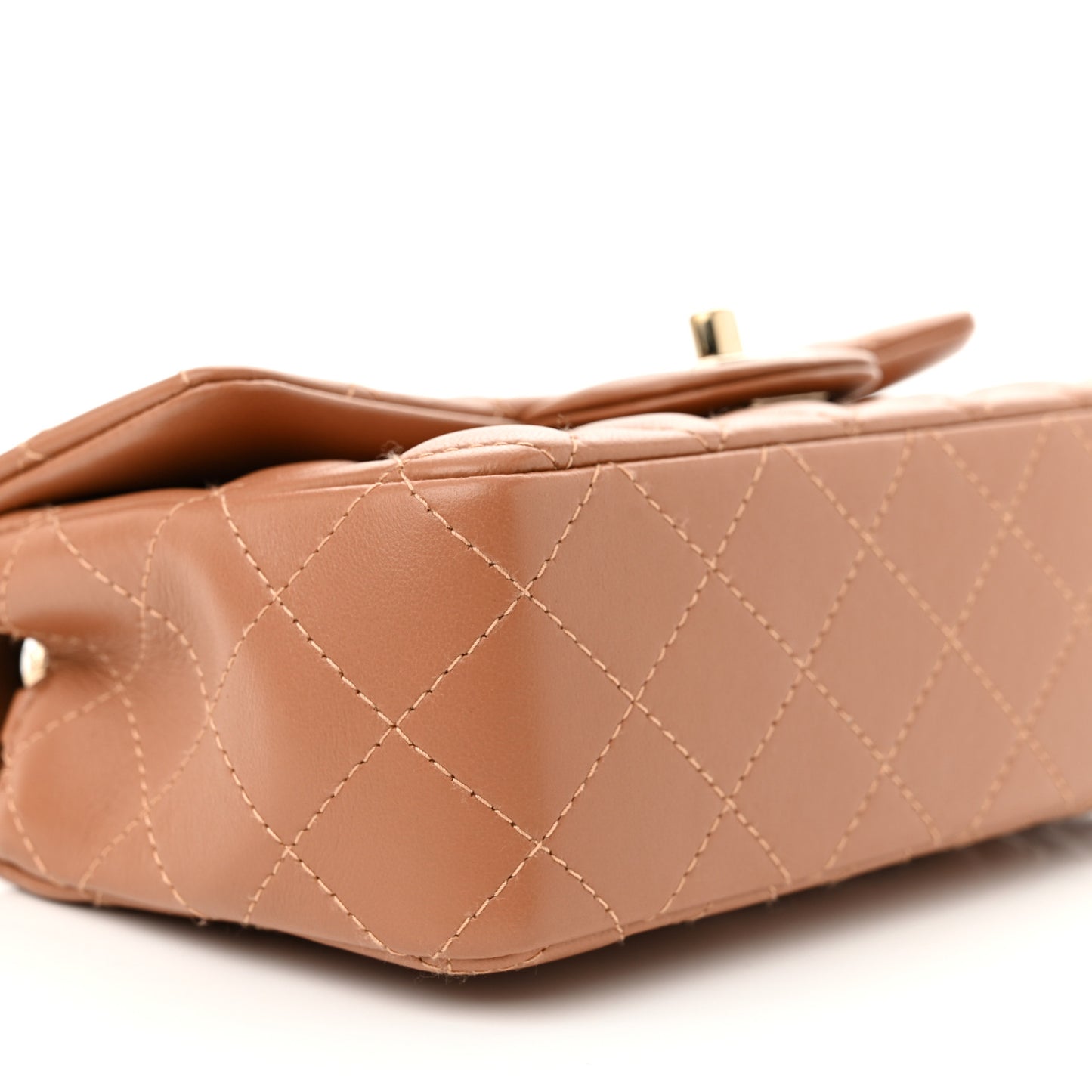 Lambskin Quilted Mini Rectangular Flap Brown