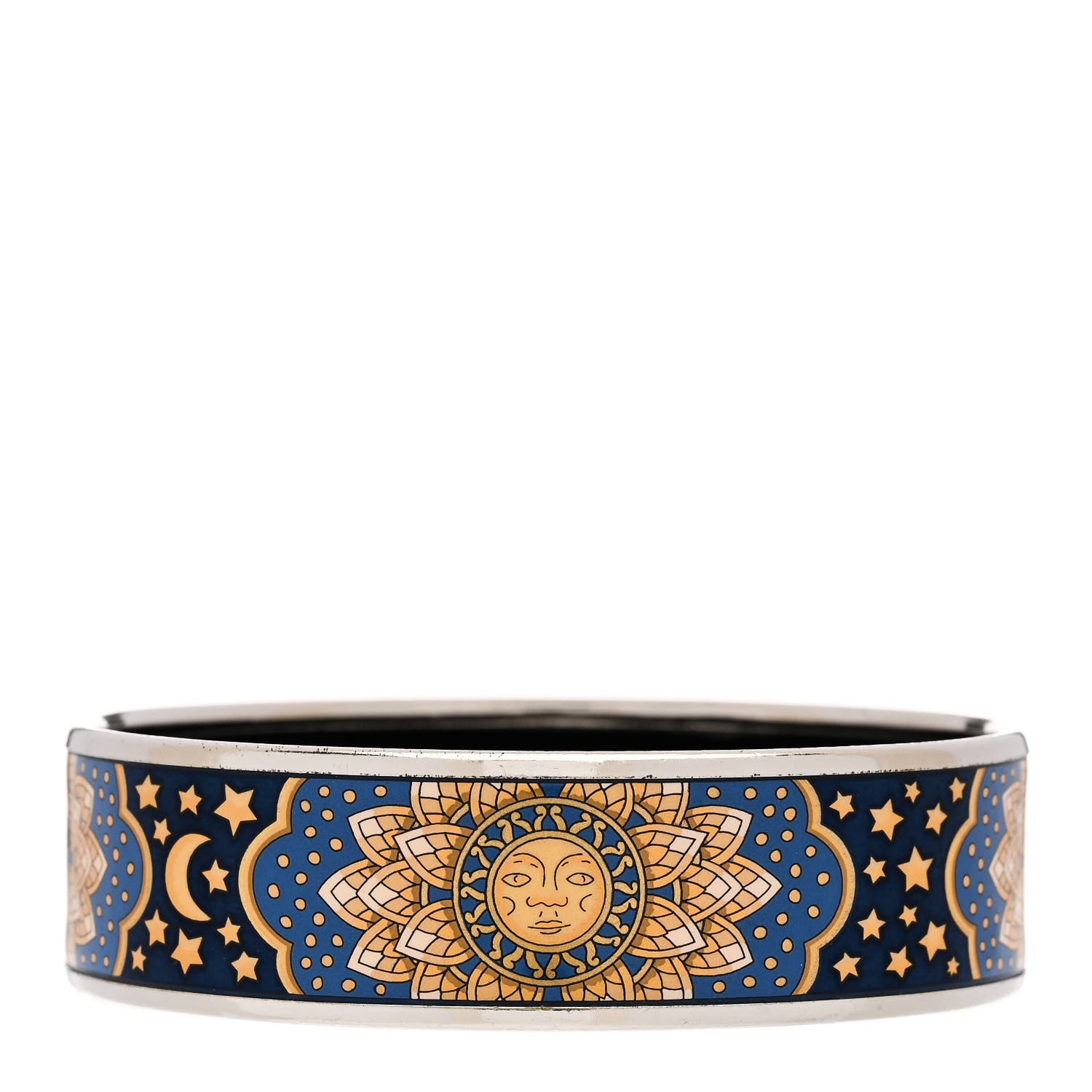 Hermes Enamel Printed Wide Sun Moon Stars Bracelet 70 1 of 6