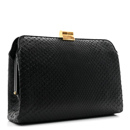 The Row Snakeskin Amazon Clutch Black 3 of 6