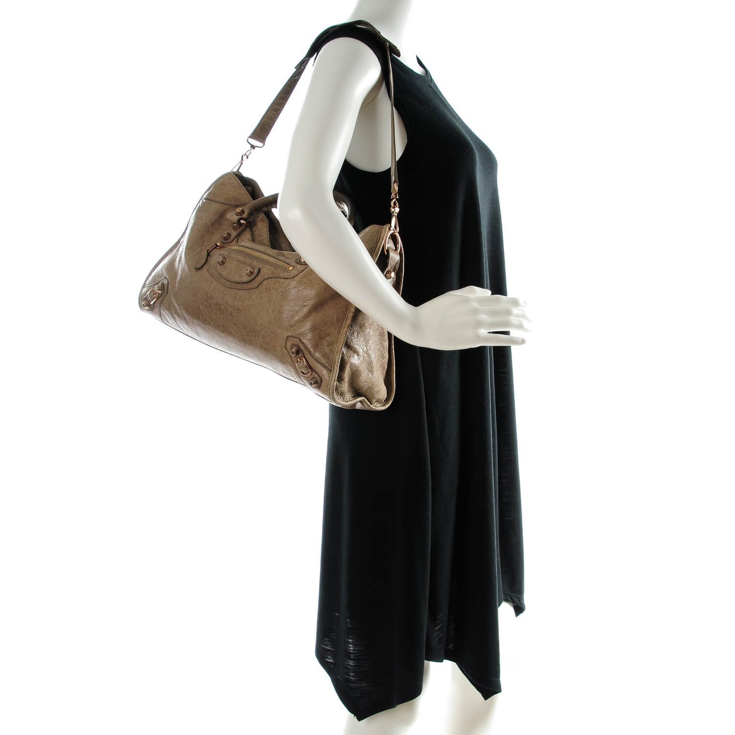 Agneau Giant 12 Rose Gold Hardware City Gris Poivre