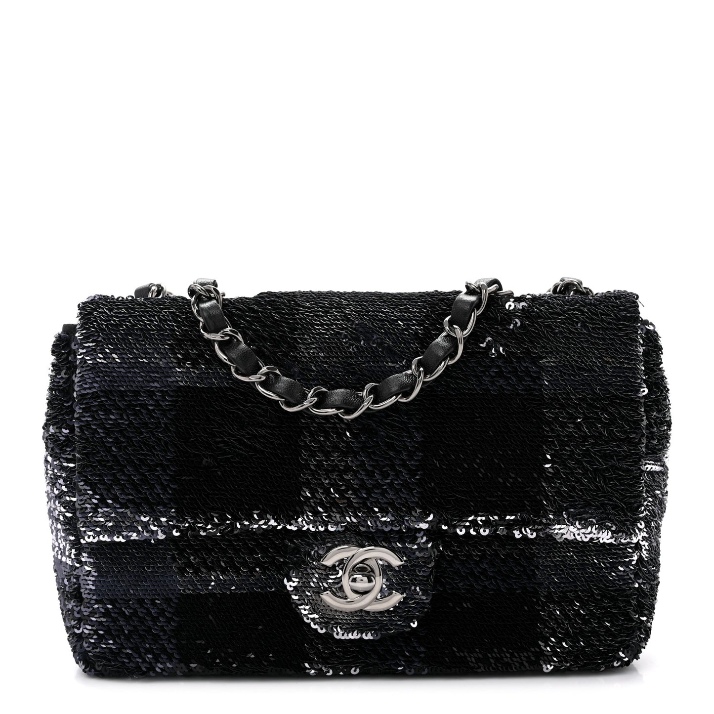Sequin Quilted Small Single Flap Black