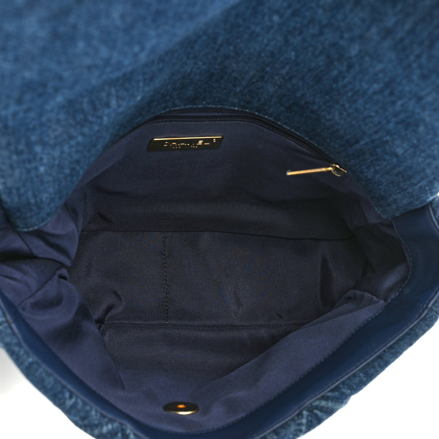 Denim Quilted Large Chanel 19 Flap Blue