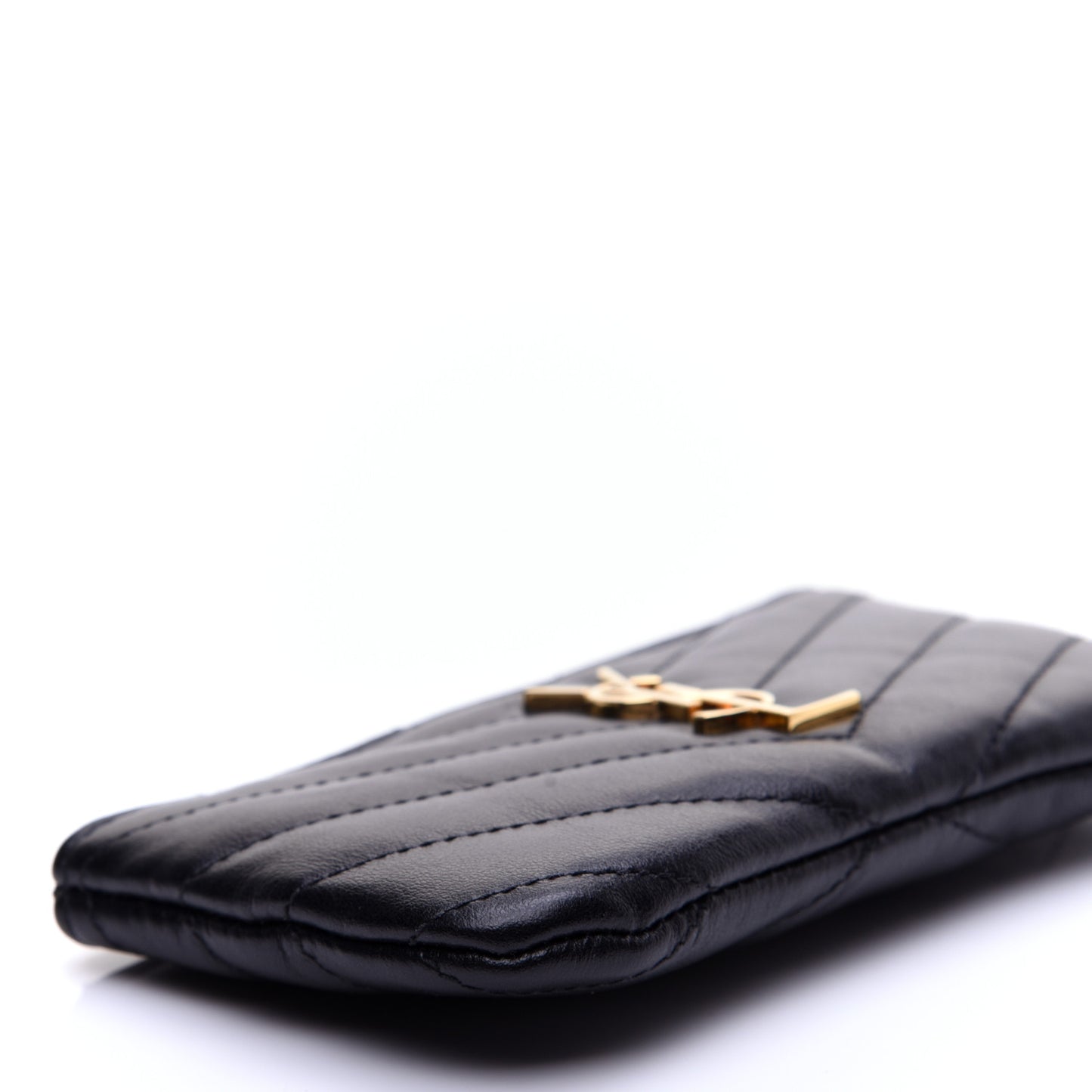 Calfskin Matelasse Monogram Key Pouch Black