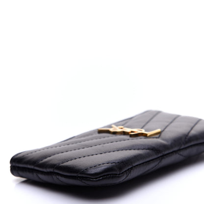 Saint Laurent Calfskin Matelasse Monogram Key Pouch Black 6 of 12