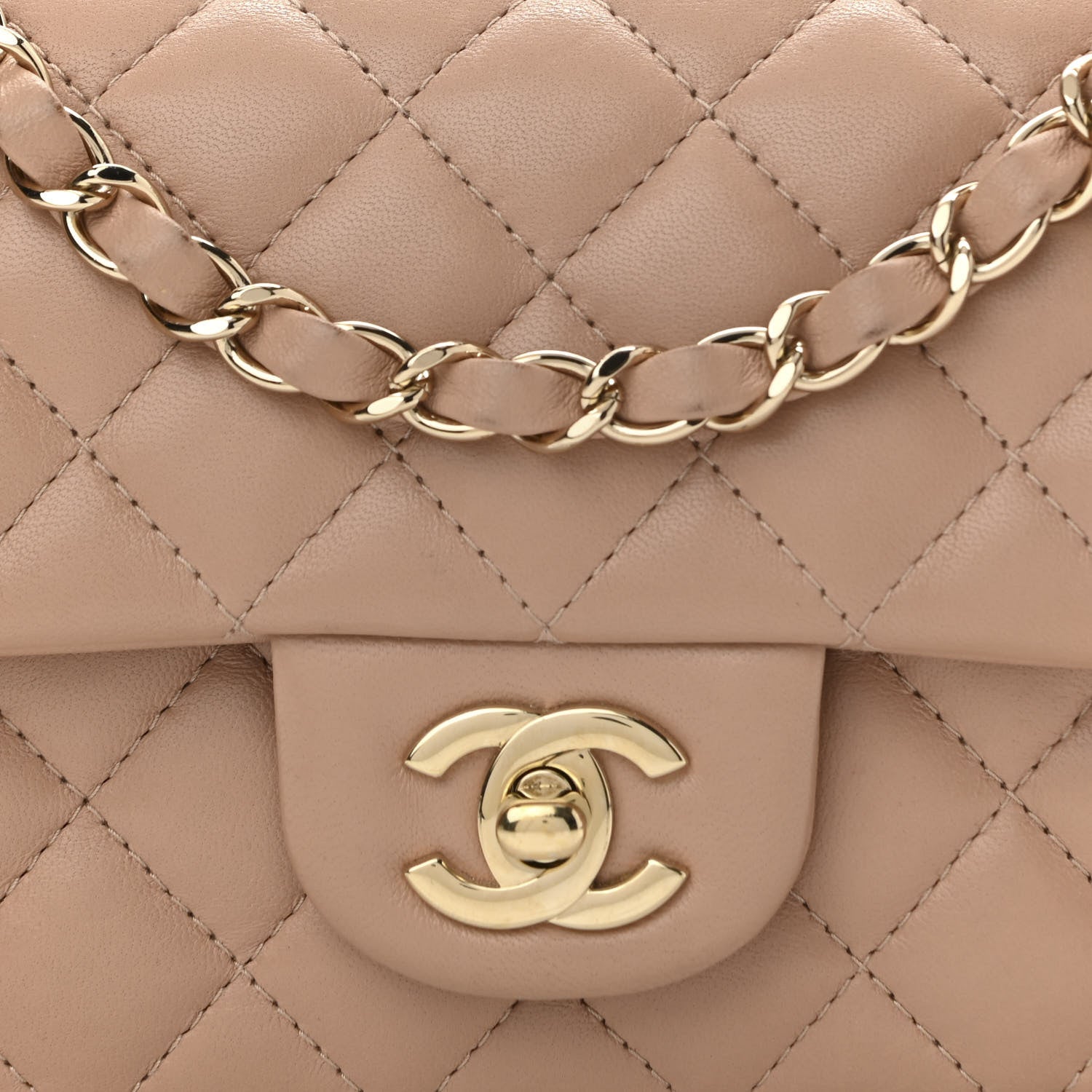 Chanel Lambskin Quilted Mini Rectangular Flap Beige 8 of 17