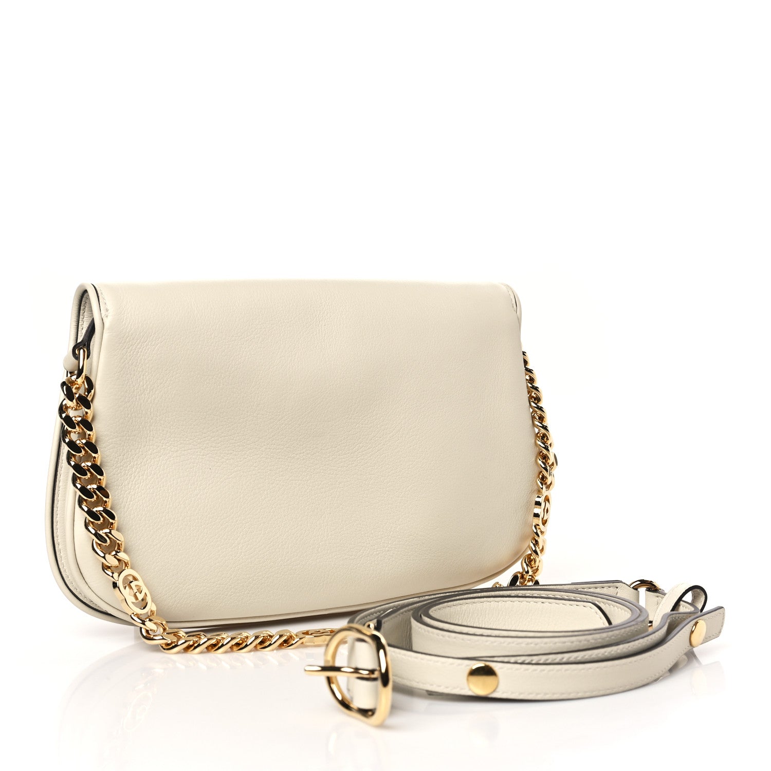 Gucci Roxy Calfskin Blondie Chain Shoulder Flap Bag Mystic White 2 of 8