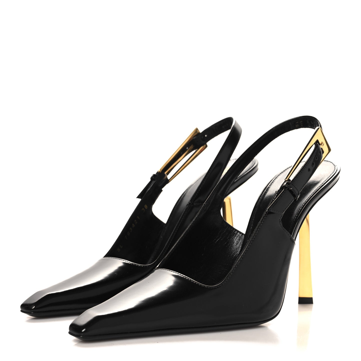 Glazed Calfskin Lee Slingback Pumps 38 Black