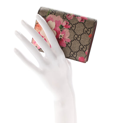 Gucci GG Supreme Monogram Blooms Card Case Wallet Beige Multicolor Dry Rose 2 of 18