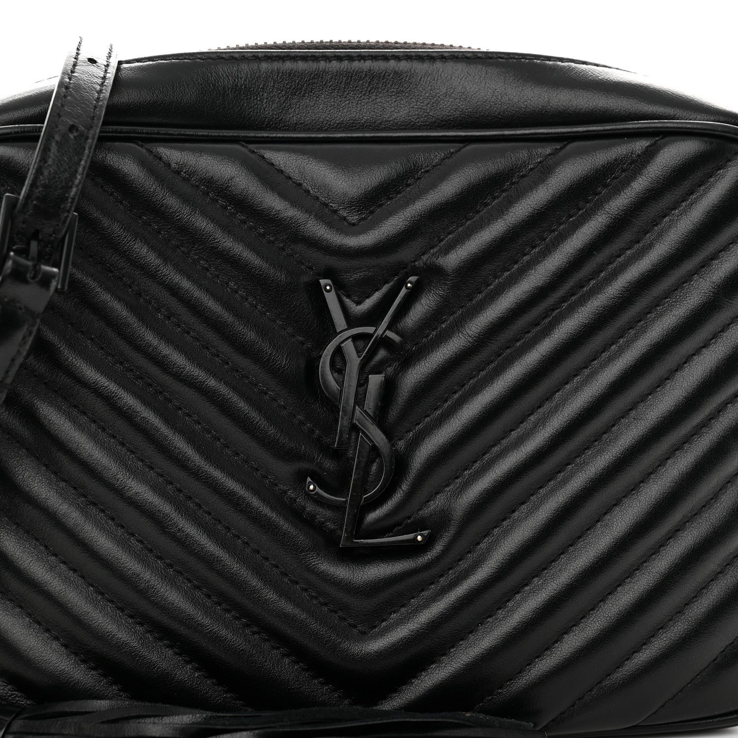 Saint Laurent Calfskin Matelasse Monogram Monochrome Lou Camera Bag Black 7 of 11