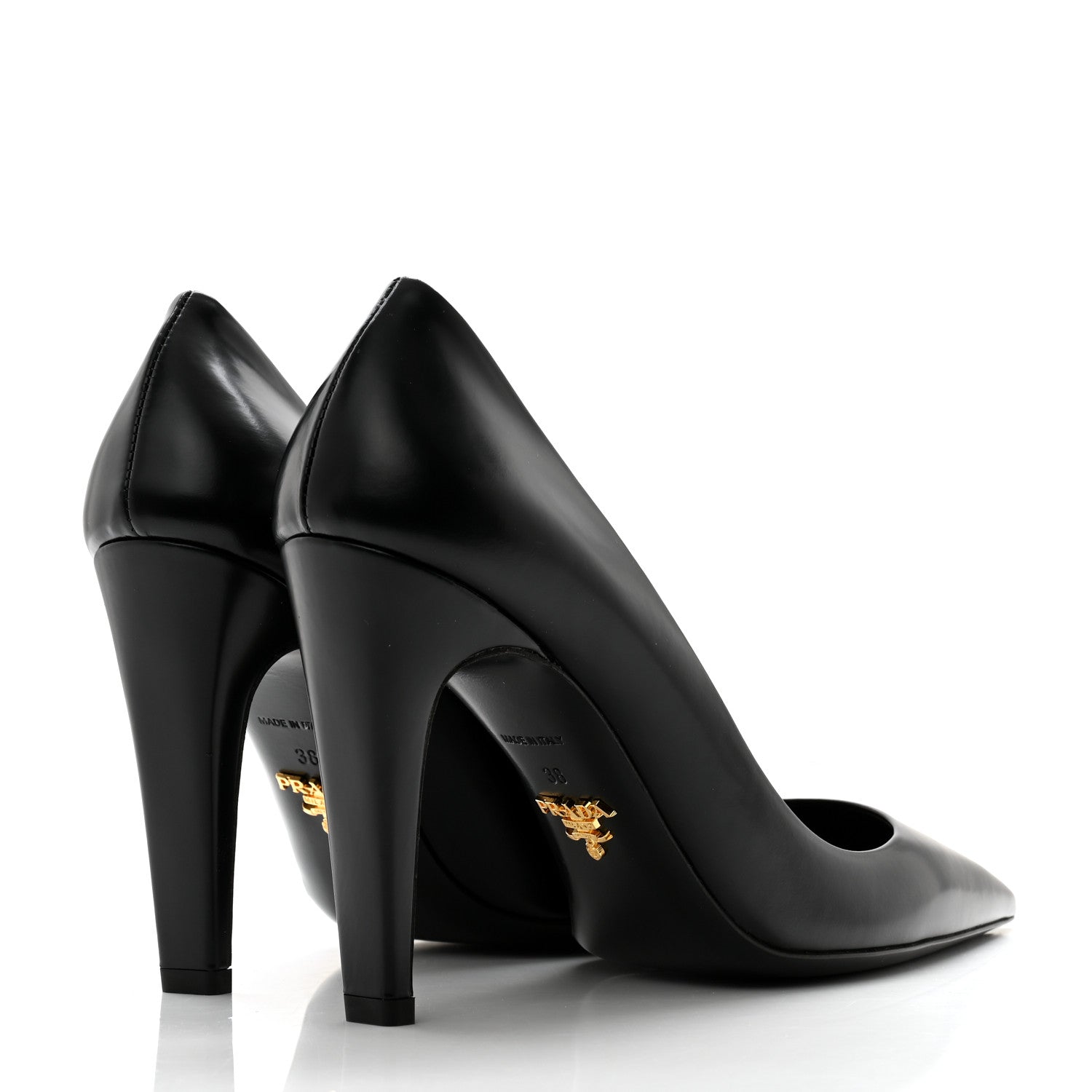 Prada Spazzolato Pointed Toe Pumps 38 Black 4 of 7