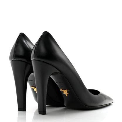 Prada Spazzolato Pointed Toe Pumps 38 Black 4 of 7
