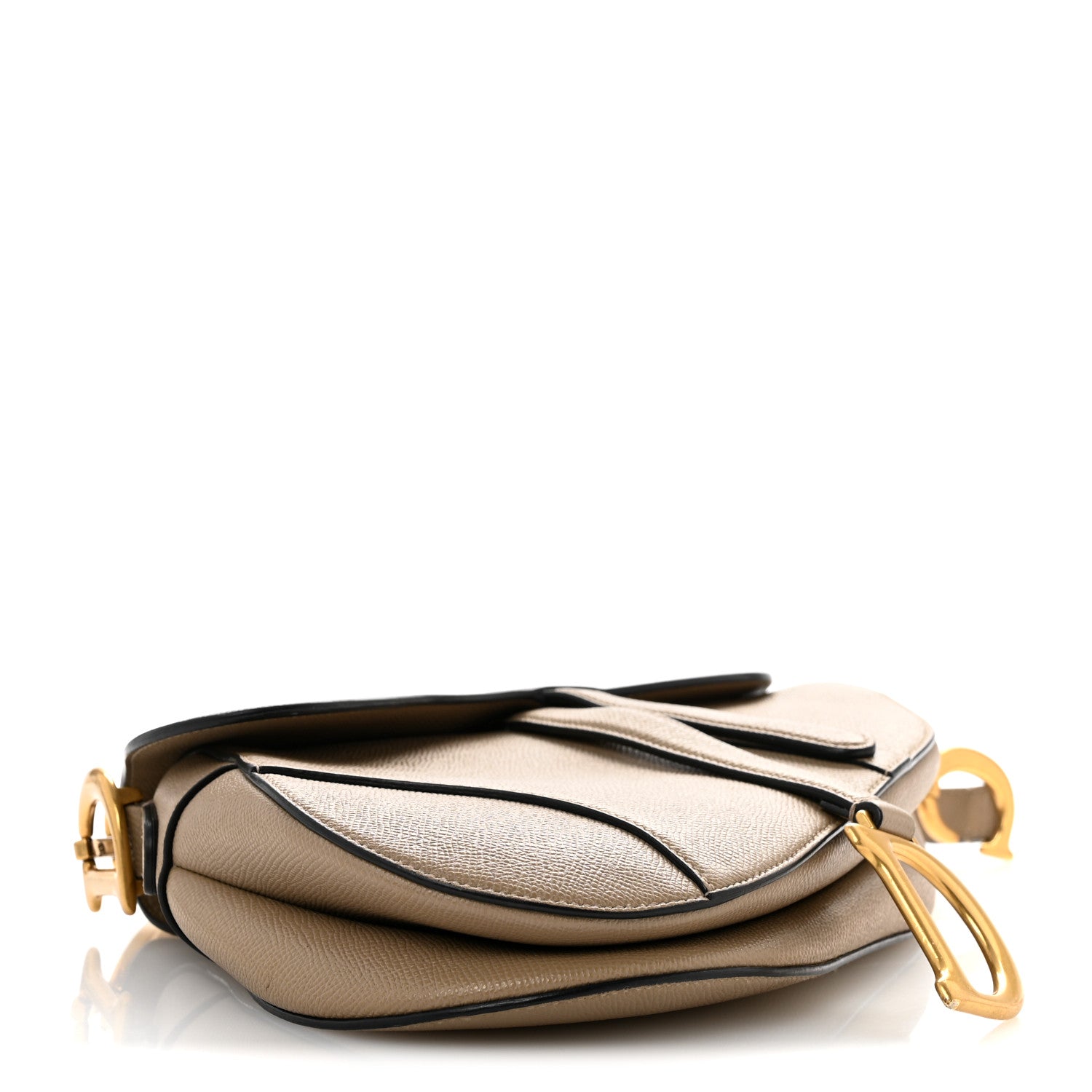 Christian Dior Grained Calfskin Saddle Bag With Strap Taupe 4 of 13