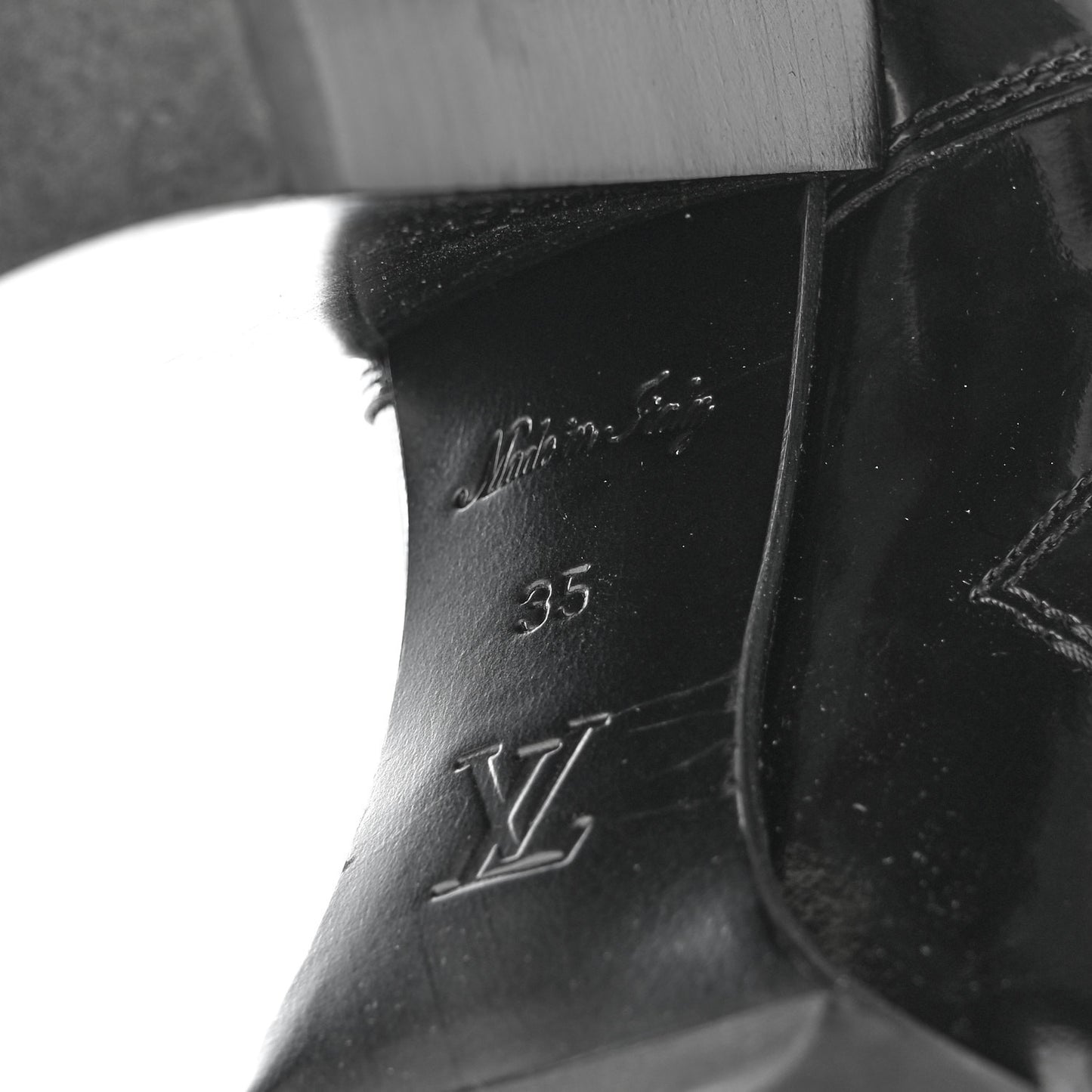 Patent Calfskin Monogram LV Black Heart Star Trail Ankle Boots 35 Black