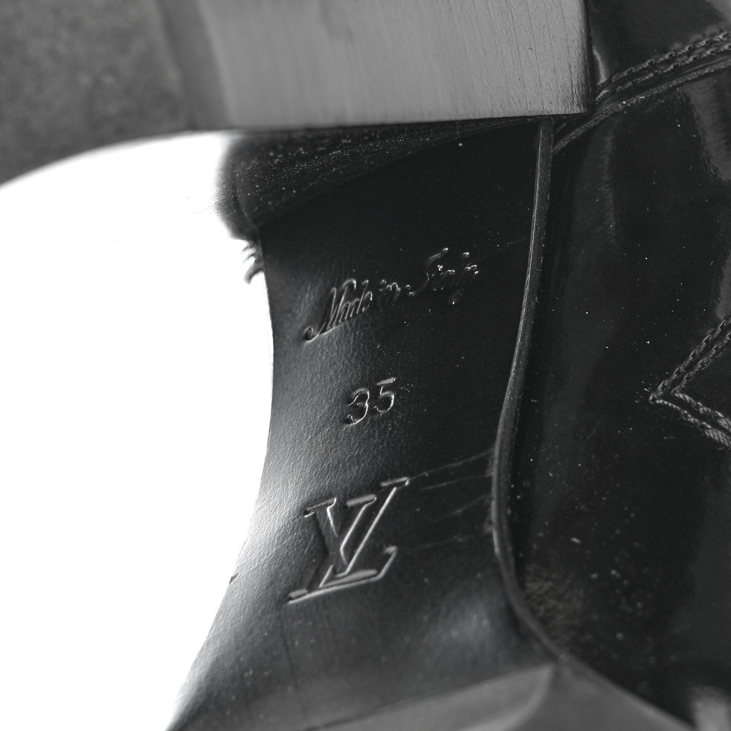 Louis Vuitton Patent Calfskin Monogram LV Black Heart Star Trail Ankle Boots 35 Black 7 of 9