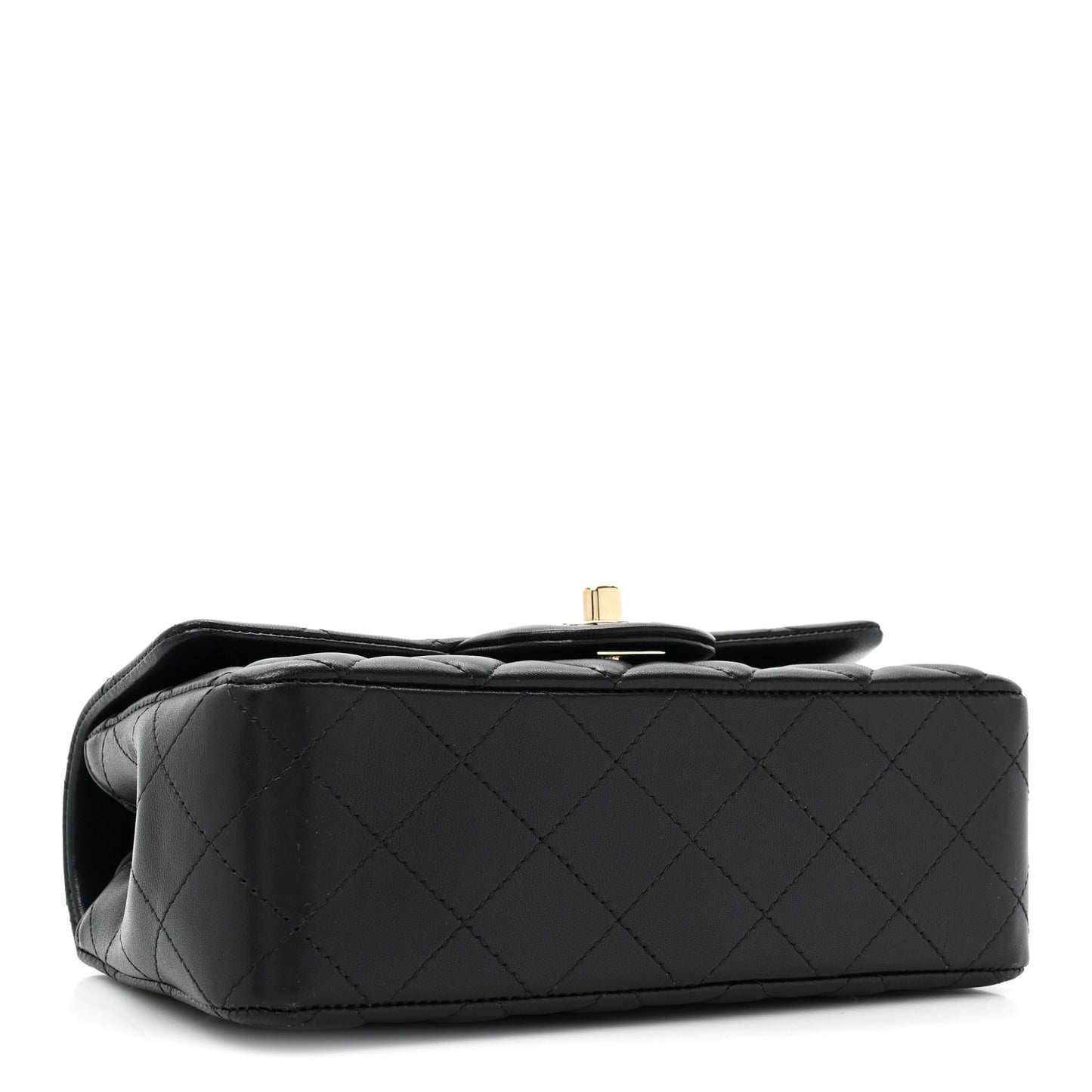 Lambskin Quilted Mini Rectangular Flap Black