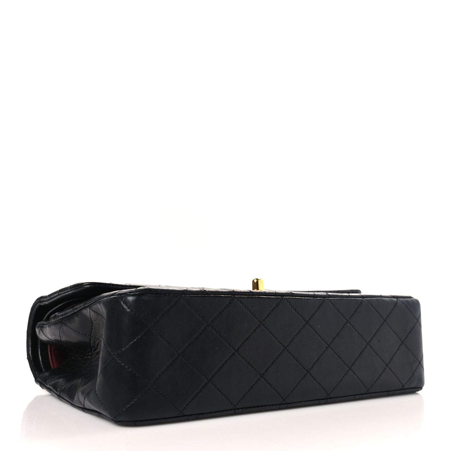 Lambskin Quilted Medium Double Flap Black