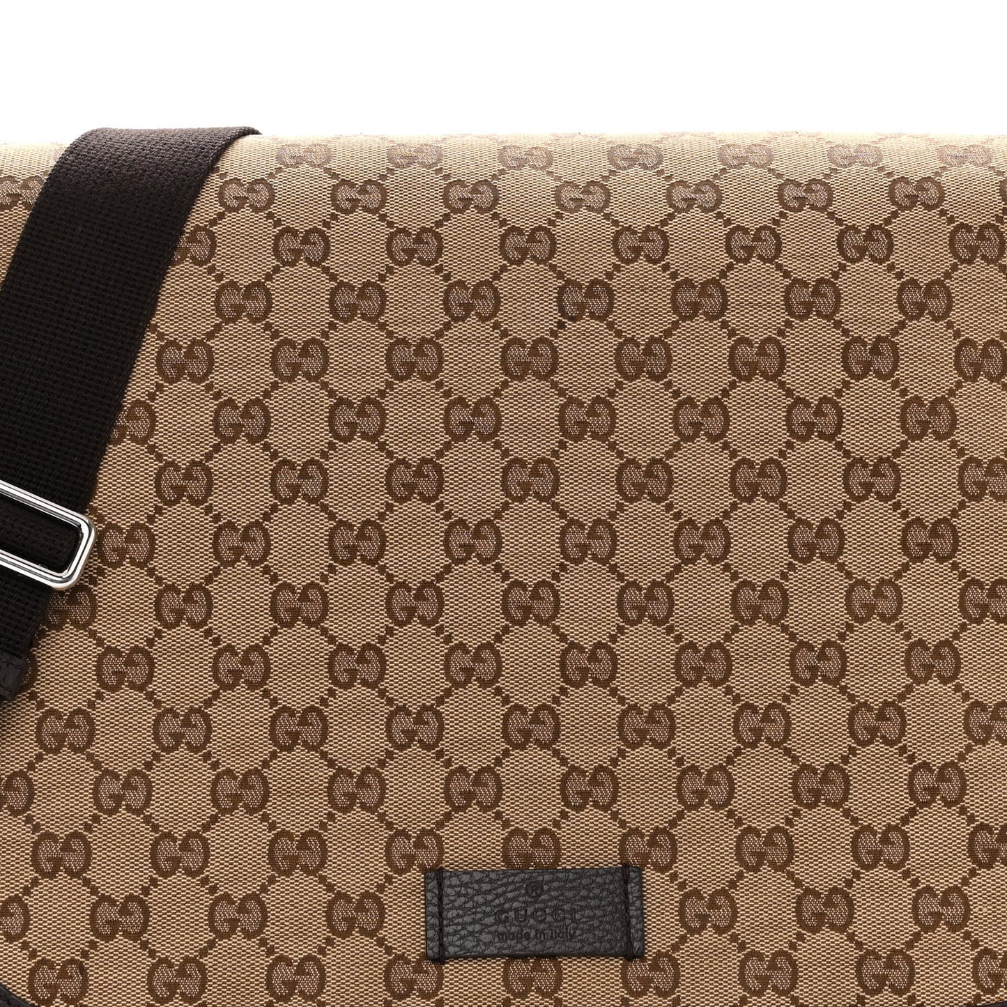 Monogram Large Flap Messenger Bag Beige Dark Brown