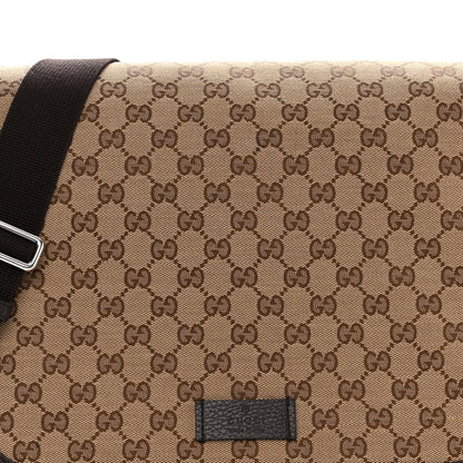 Gucci Monogram Large Flap Messenger Bag Beige Dark Brown 8 of 11