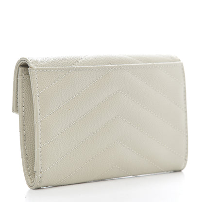 Saint Laurent Grain De Poudre Matelasse Chevron Small Monogram Envelope Wallet Crema Soft 3 of 11