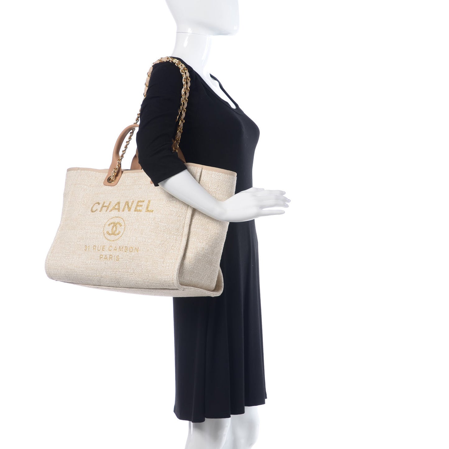 Canvas Large Deauville Tote Light Beige