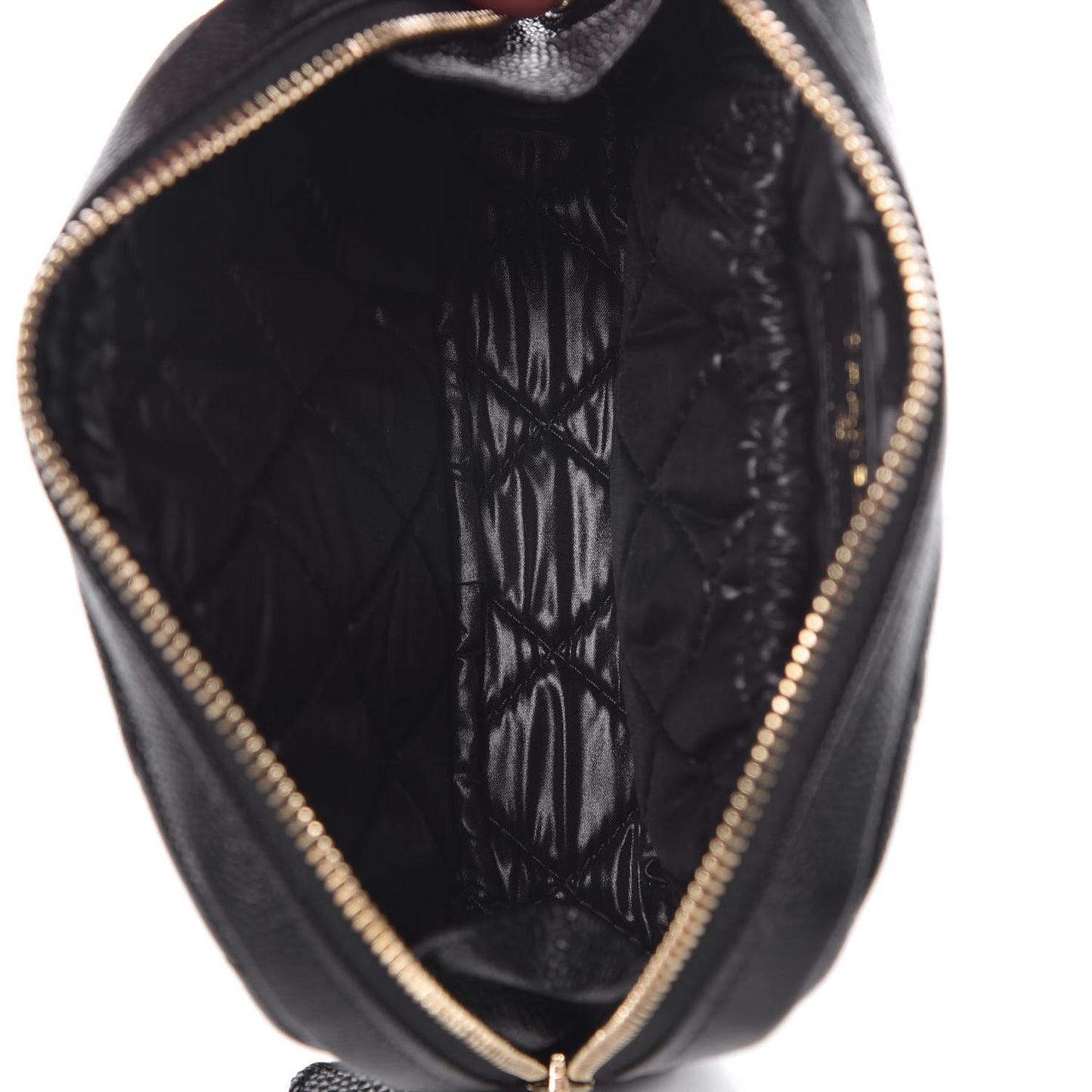 Caviar Quilted Small Curvy Pouch Cosmetic Case Black