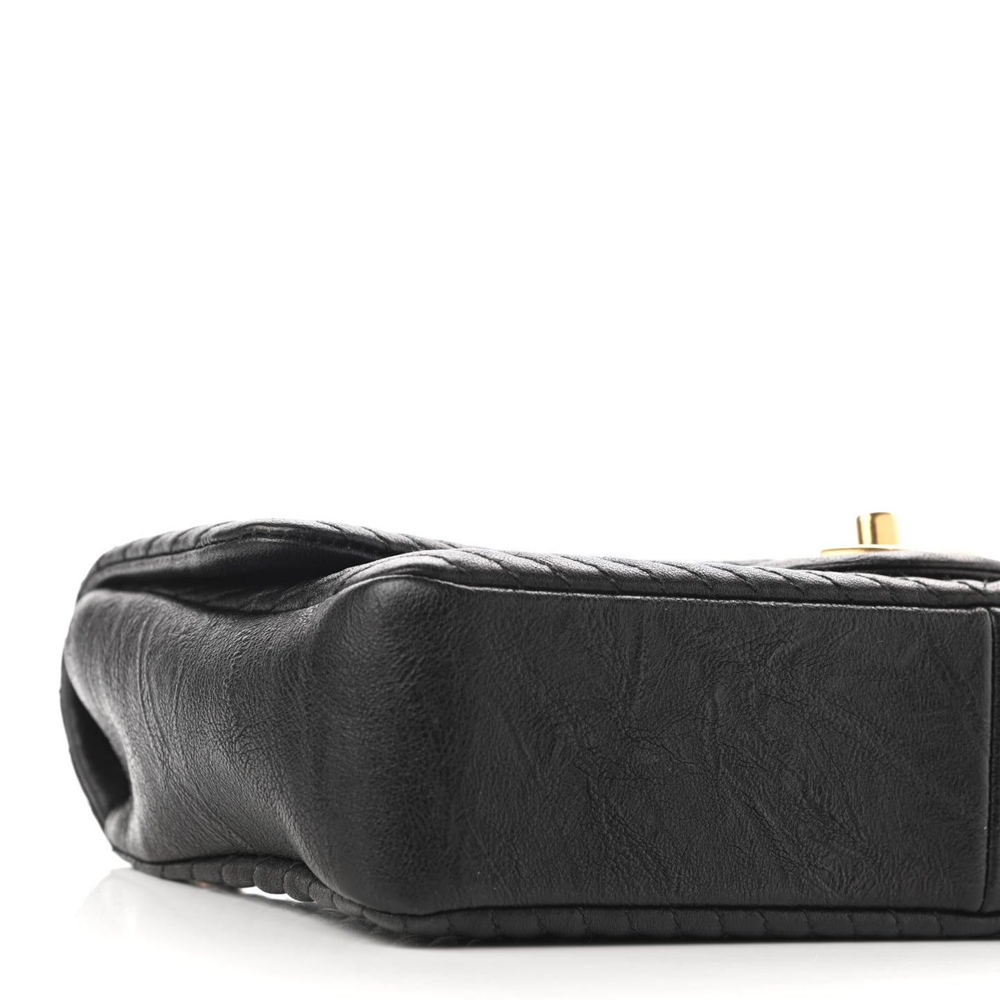 Calfskin Chevron Quilted Medium Surpique Flap Black