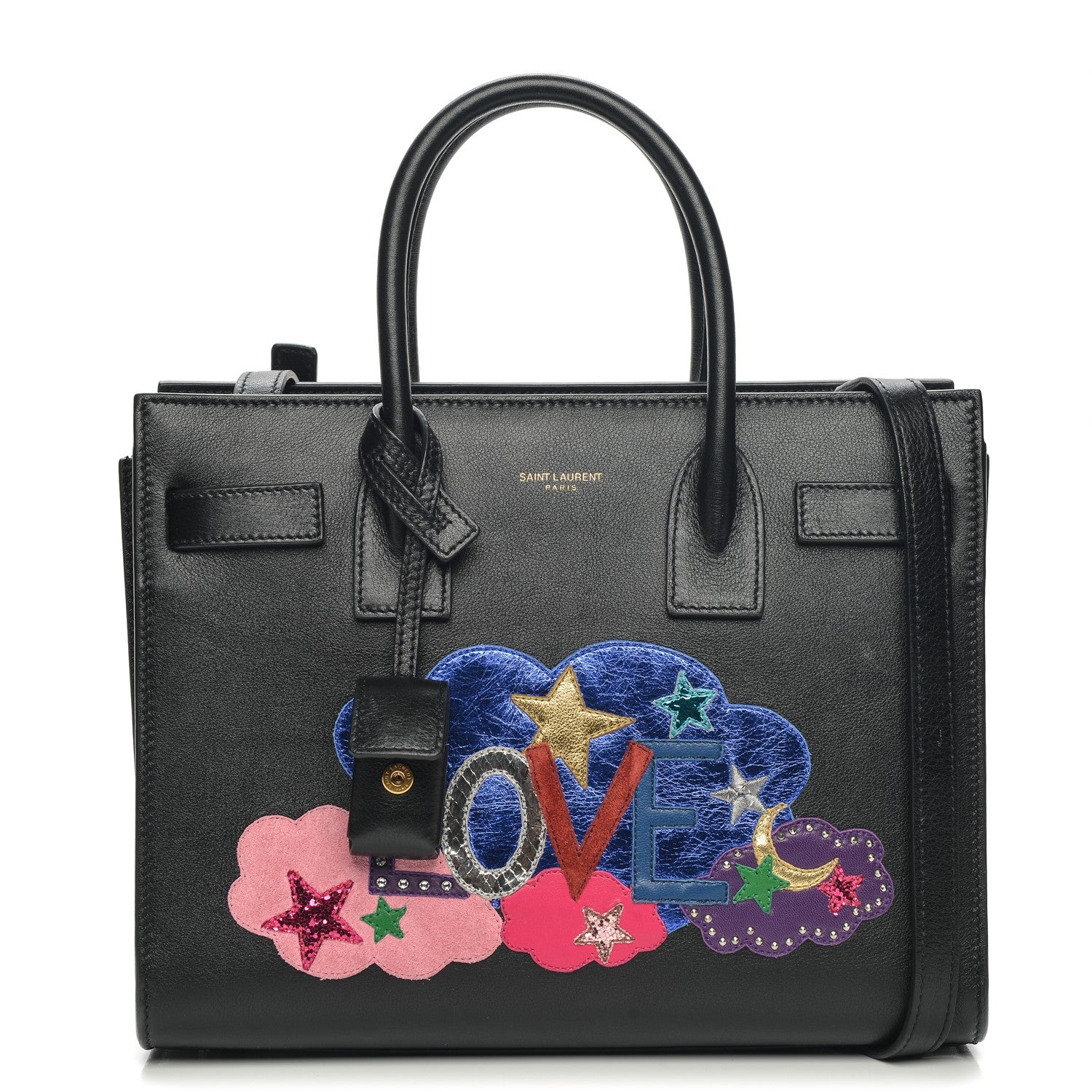 Saint Laurent Calfskin Love Patchwork Baby Sac De Jour Black 1 of 8
