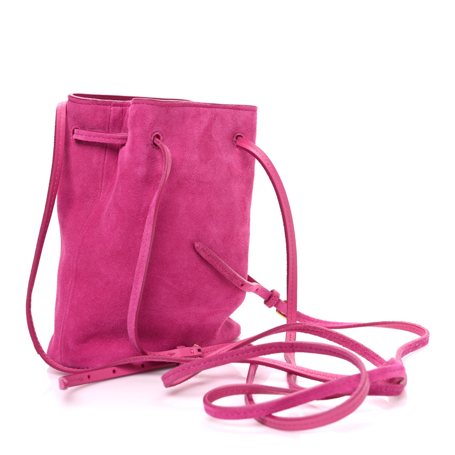 Miu Miu Camoscio Mini Drawstring Bag Fuxia 3 of 10