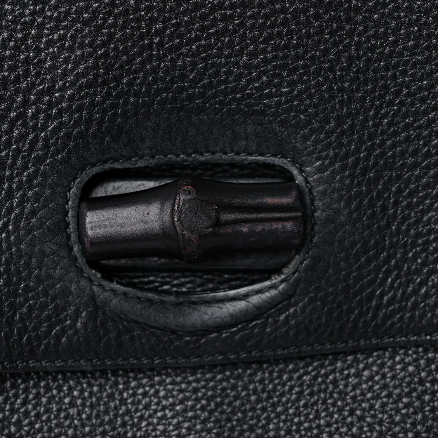 Gucci Pebbled Calfskin Large Bamboo Daily Top Handle Bag Black 17 of 20
