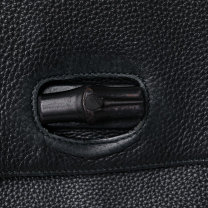 Gucci Pebbled Calfskin Large Bamboo Daily Top Handle Bag Black 17 of 20