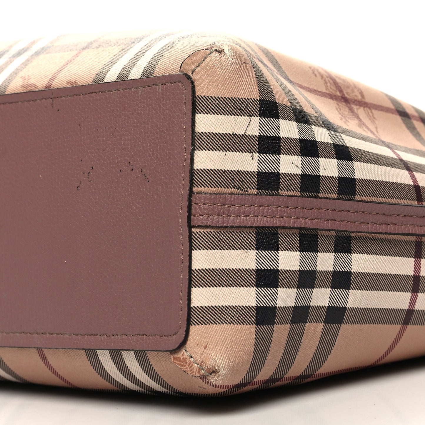 Grainy Calfskin Haymarket Check Medium Reversible Tote Light Elderberry