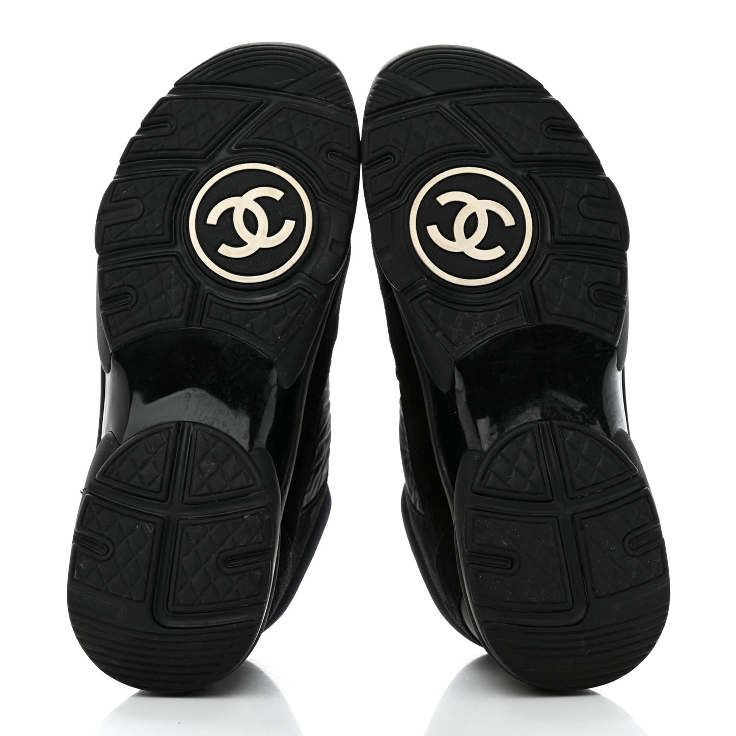 Fabric Calfskin Suede CC Sneakers 38 Black