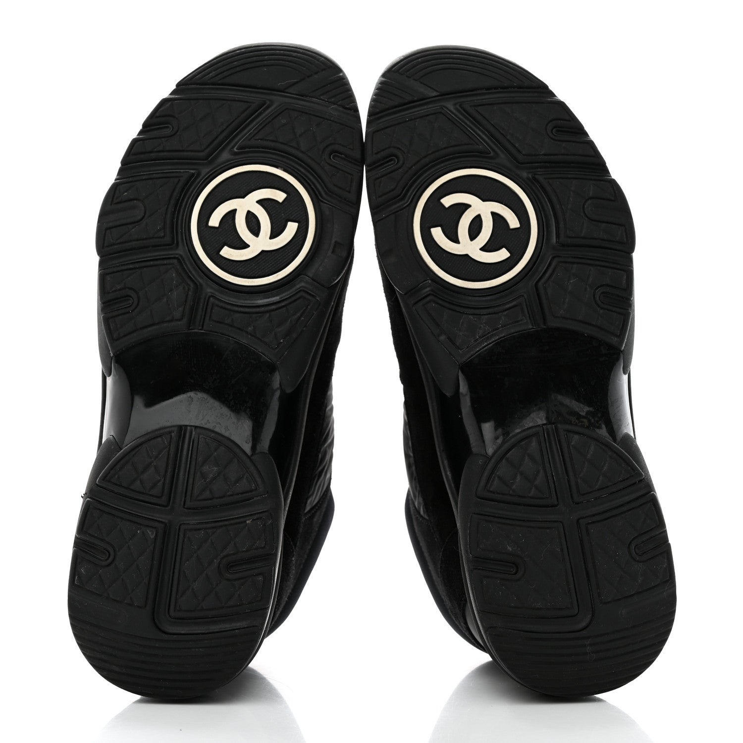 Chanel Fabric Calfskin Suede CC Sneakers 38 Black 5 of 8