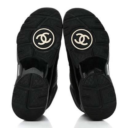Chanel Fabric Calfskin Suede CC Sneakers 38 Black 5 of 8
