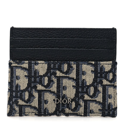 Christian Dior Grained Calfskin Oblique Card Holder Black 1 of 8