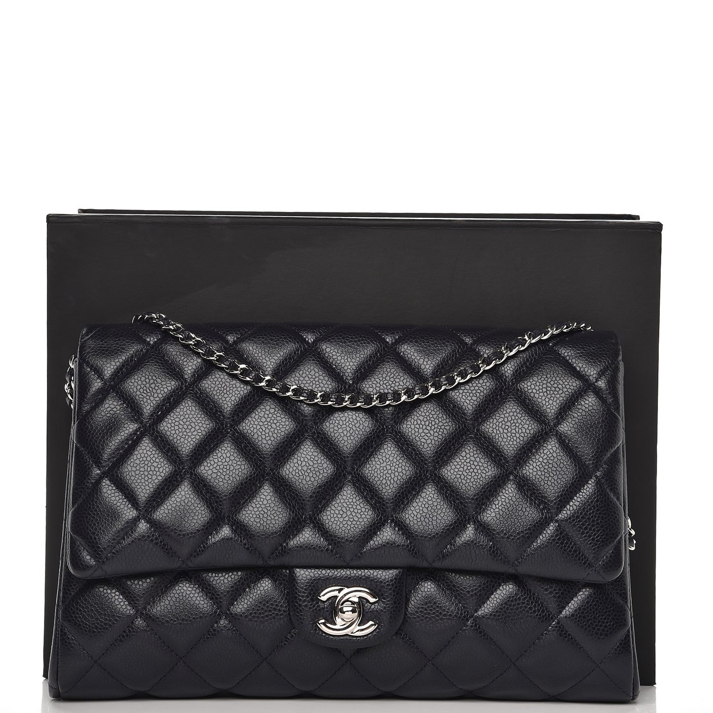 Caviar Quilted Clutch With Chain Flap Blue