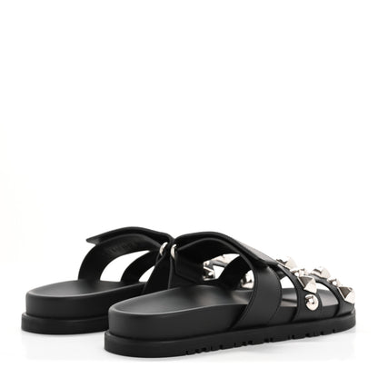 Hermes Calfskin Medor Studded Womens Chypre Sandals 36 Black 5 of 9