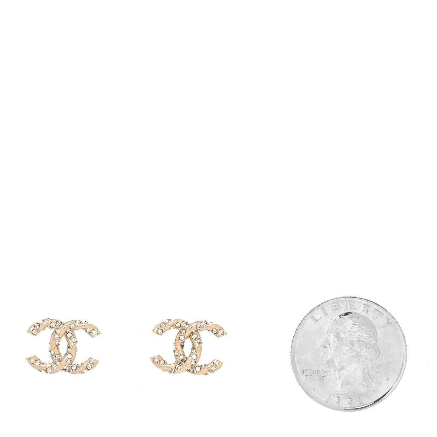 Crystal Twisted CC Earrings Gold