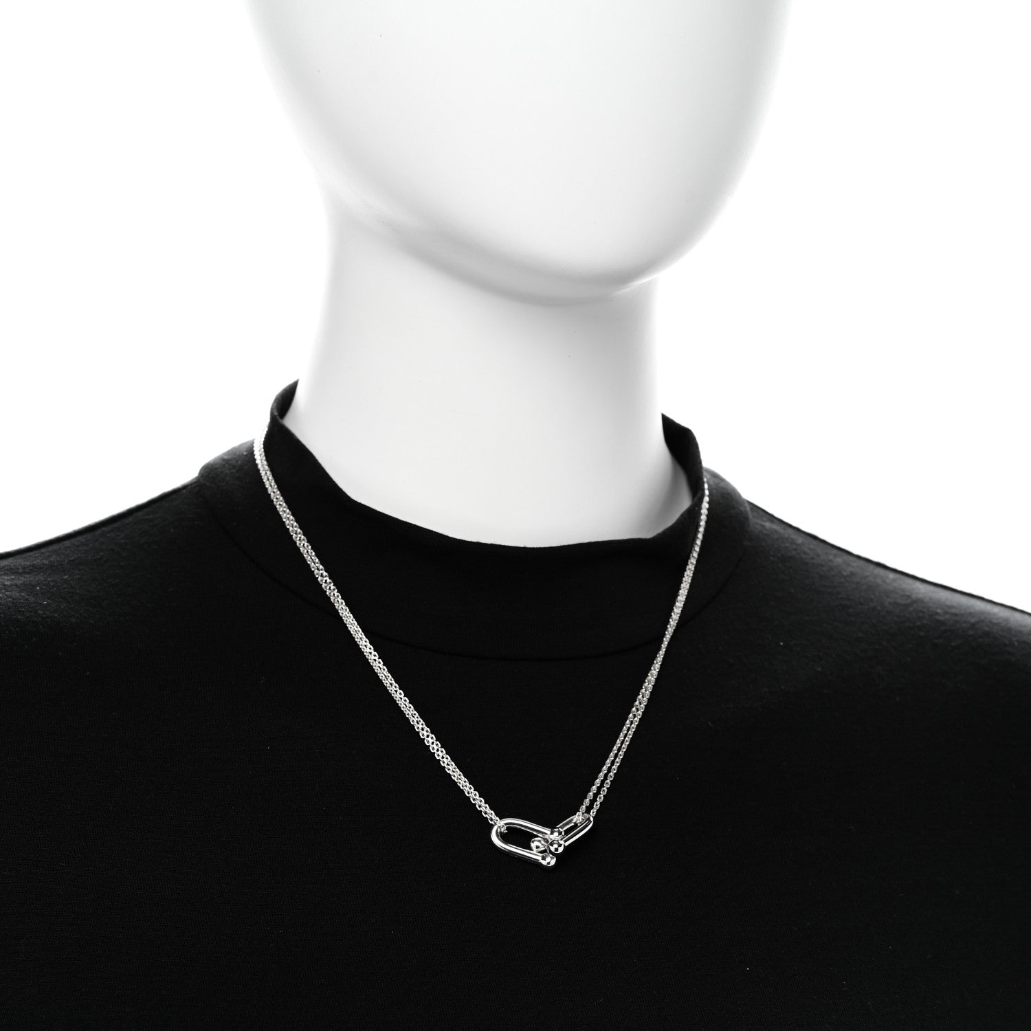 Tiffany Sterling Silver Double HardWear Link Pendant Necklace 2 of 5