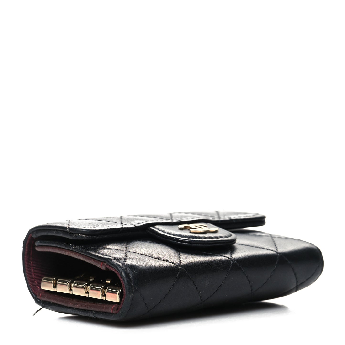 Lambskin Quilted 4 Key Holder Black