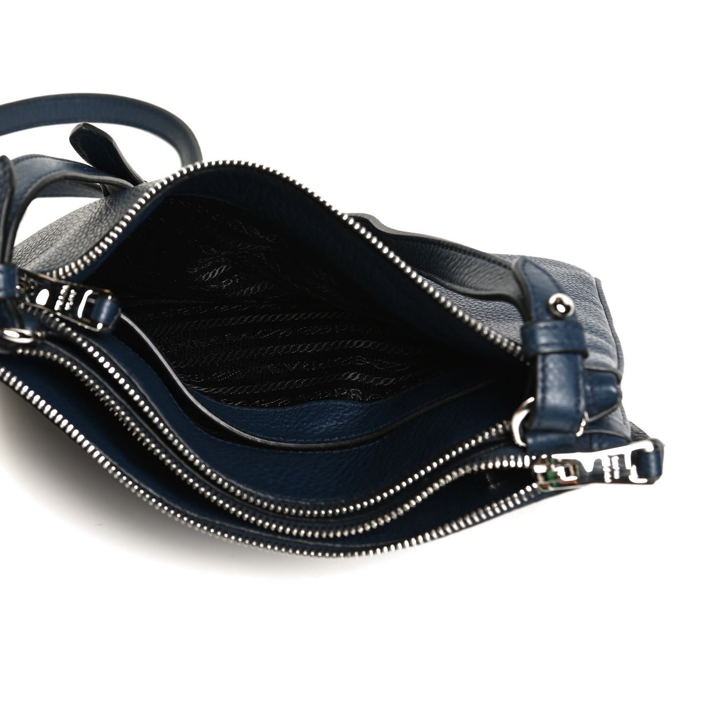 Vitello Phenix Double Zip Crossbody Bag Baltico