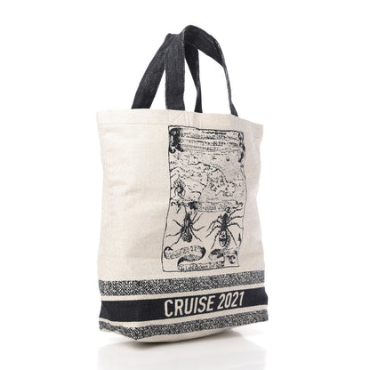 Christian Dior Canvas Print Cruise Tote Ivory Black 3 of 9