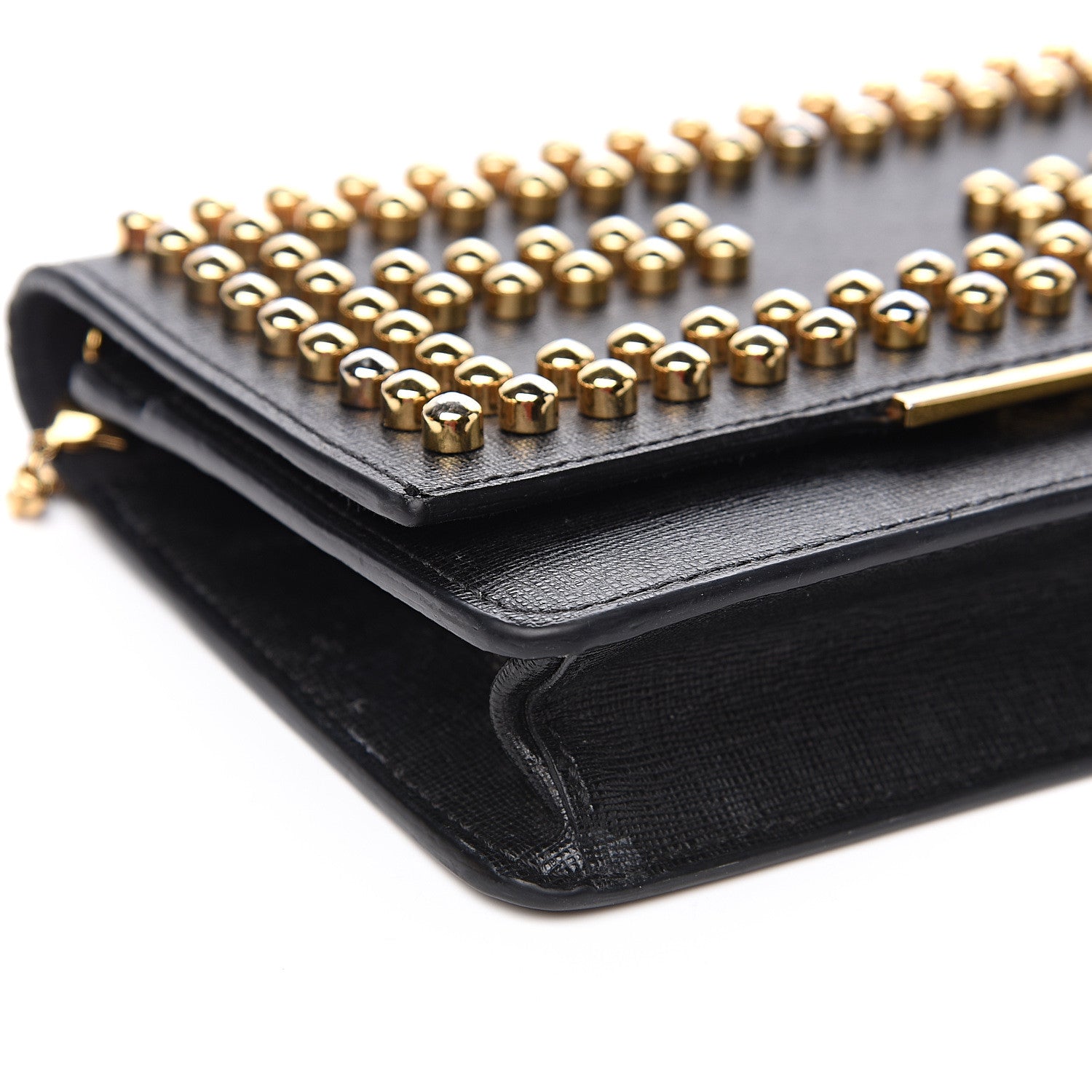 Fendi Vitello Elite Studded Tube Wallet on Chain Black 4 of 11